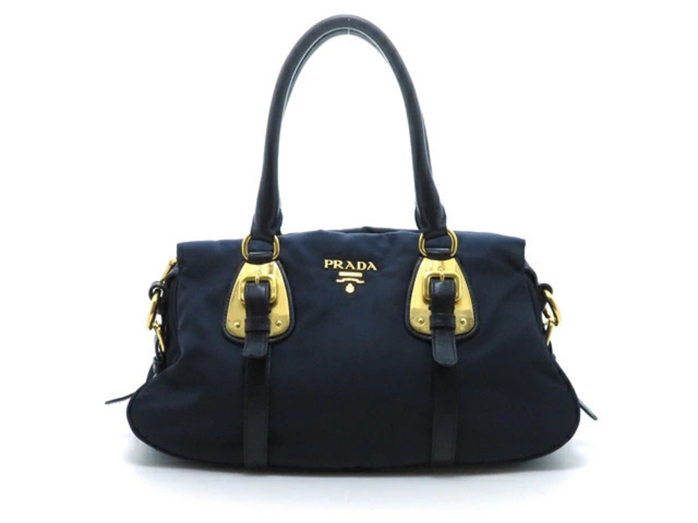Prada handbag calfskin Navy Blue